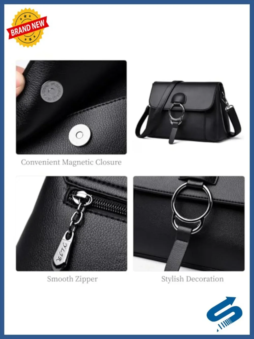Vegan Leather Crossbody Tote with Multi-Pockets Hobo Satchel Bag